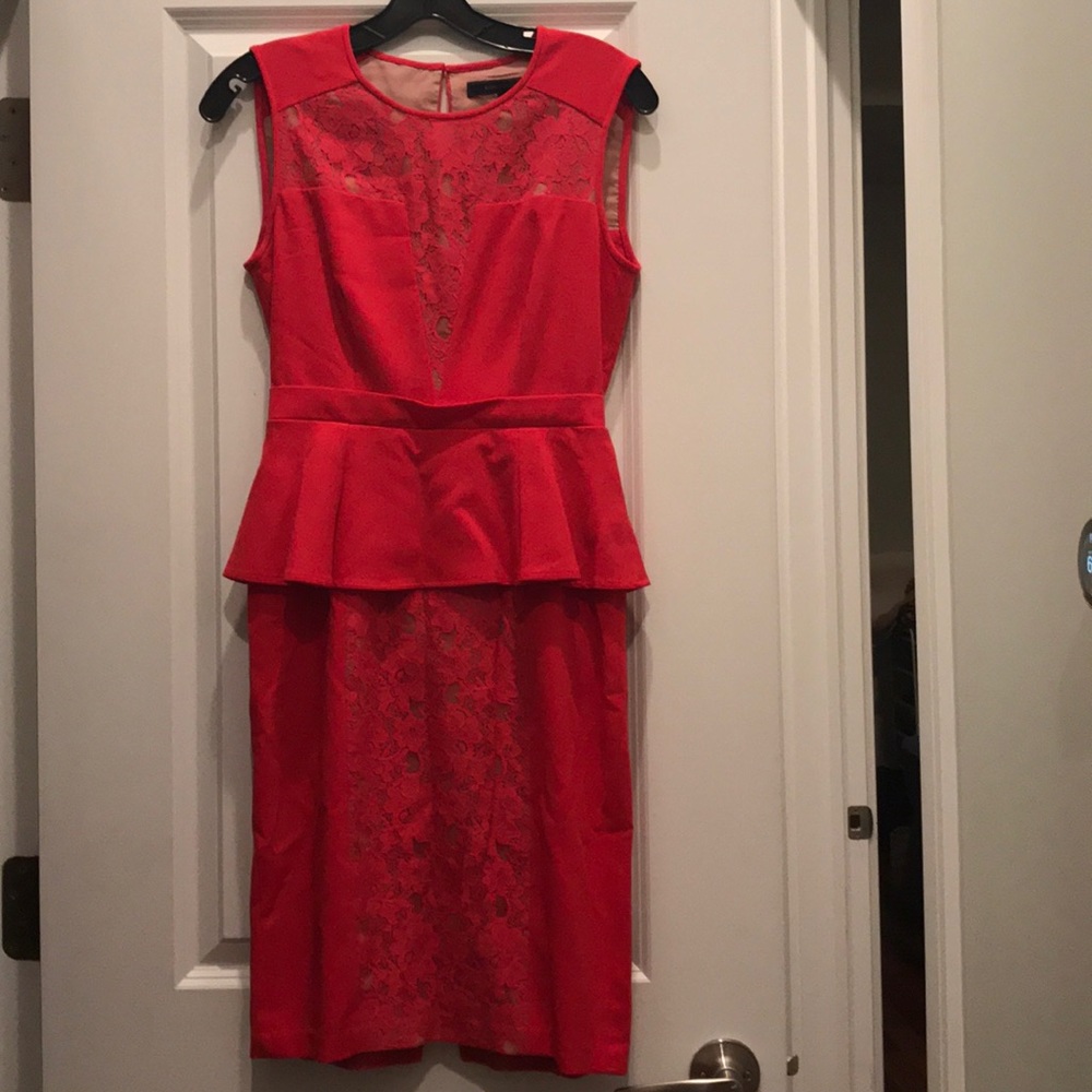 BCBG MaxAzria red cocktail dress.